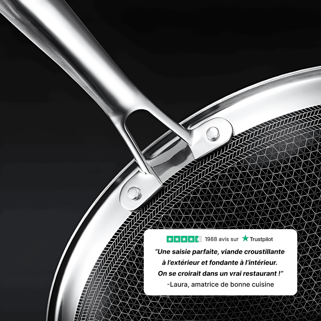 La Poêle Hybride Antiadhésive Inox Premium - 24 cm