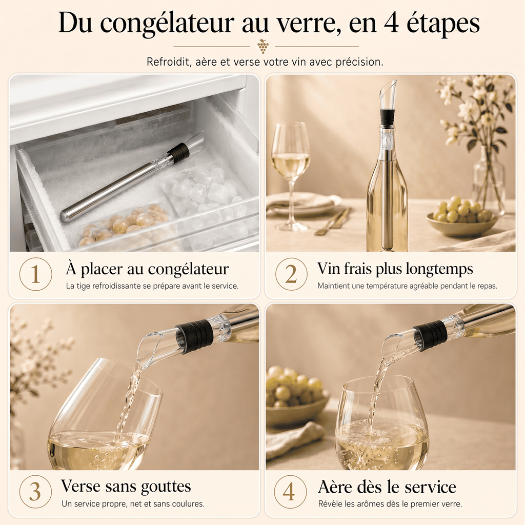 Rafraîchisseur à Vin 3-en-1 | Vin frais & service sans gouttes