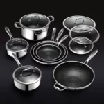 Set de cuisine hybride 13 pièces avec casseroles, poêles et couvercles en inox antiadhésif