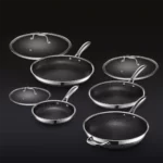 Set cuisine hybride 7 pièces inox & anti-adhésif avec wok et couvercles – NextDeals