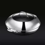 Wok hybride CoreSteel 35 cm en acier inoxydable 18/10 avec couvercle en verre trempé — concurrent HexClad, AtmaKitchenware